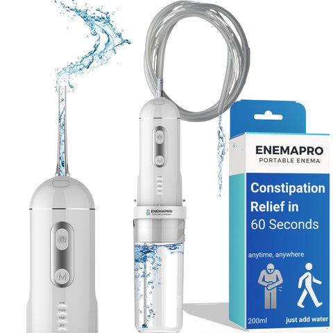 ENEMAPRO-200ml Travel Enema Kit for Fast Constipation Relief & Colon Cleanse | Use Standing, Sitting or Lying Down | 5 Nozzles, 