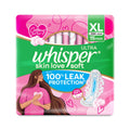 Whisper Ultra Skin Love Soft Sanitary Pads, 15 Xl Pads, Cottony Soft Feel, Upto 100% Leak* Protection, Disposable Wrapper, Locks