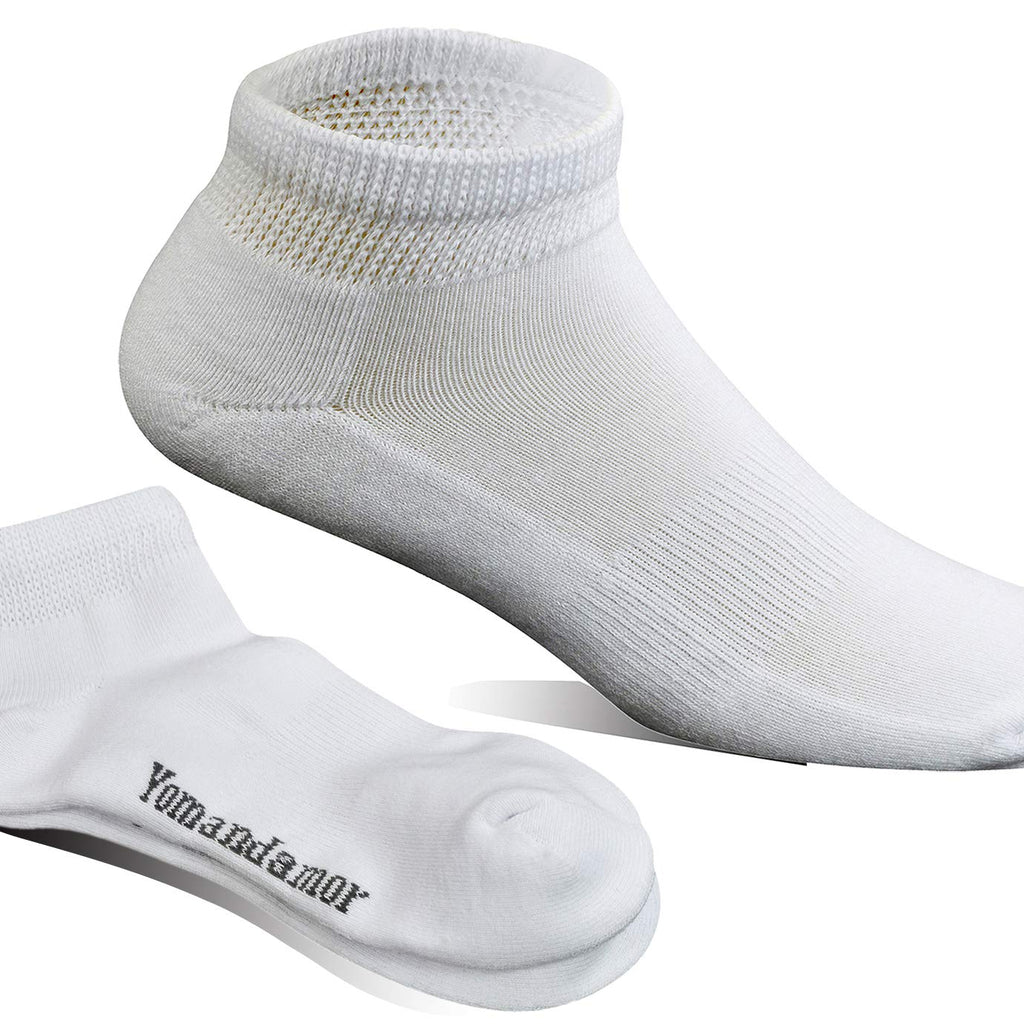 Yomandamor Mens Cotton Diabetic Low Cut Socks with Seamless Toe,5 Pairs