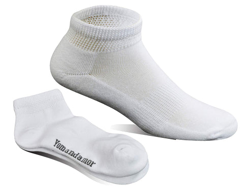 Yomandamor Mens Cotton Diabetic Low Cut Socks with Seamless Toe,5 Pairs