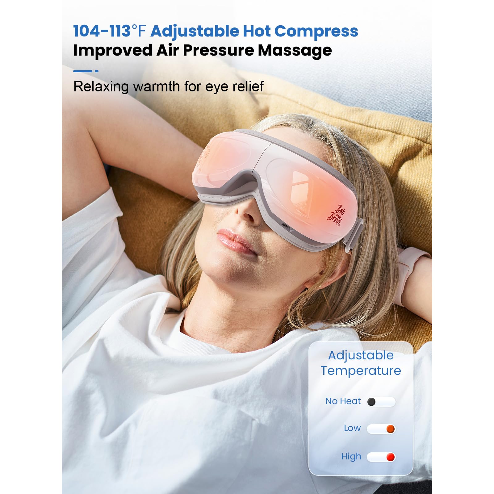 BOB AND BRAD Valentines Day Gifts Eye Massager, EyeOasis 2 Plus - Eye Massager for Migraines with Remote, Heat, Compression, Mus