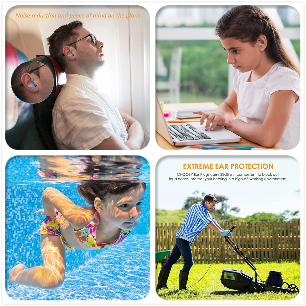 Earplugs for Sleeping Noise Cancelling Reusable Silicone Ear Plugs Suitable for Swimming Travel Snoring Airplanes Study Work Noi