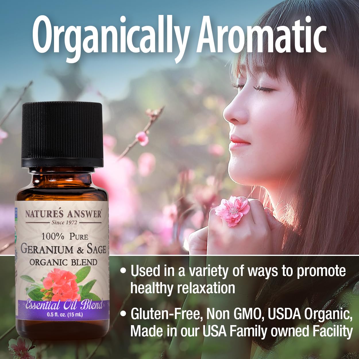 Natures Answer 100% Pure Organic Essential Oil Blend, 0.5-Ounce, Geranium/Sage