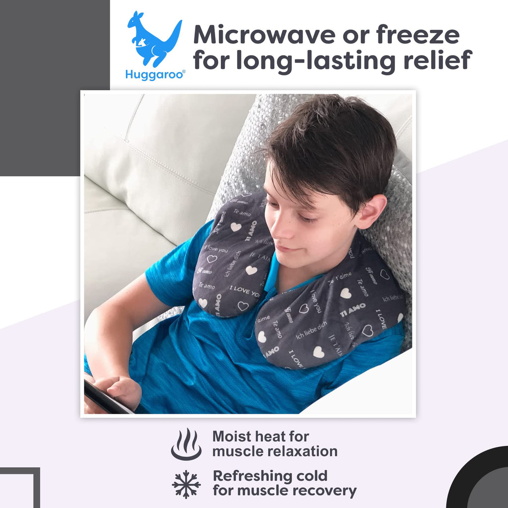 Huggaroo Cozy Neck Wrap Microwavable Heating Pad for Neck - Cordless Warm Compress for Muscle Tension Relief and Relaxation - St