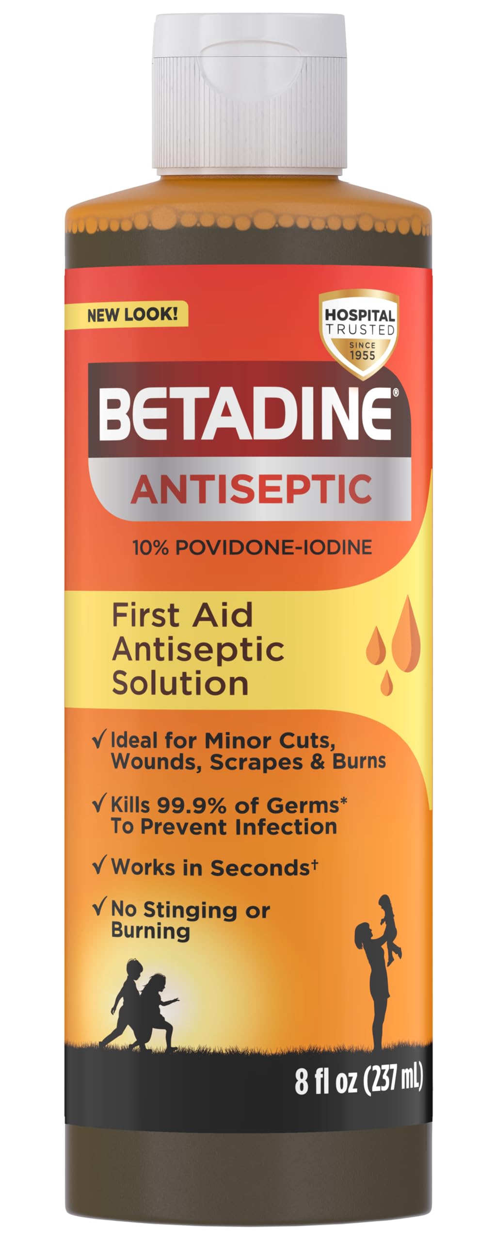 Betadine Antiseptic Liquid First Aid Solution, Povidone-iodine 10%, Infection Protection, Kills Germs In Minor Cuts Scrapes And 