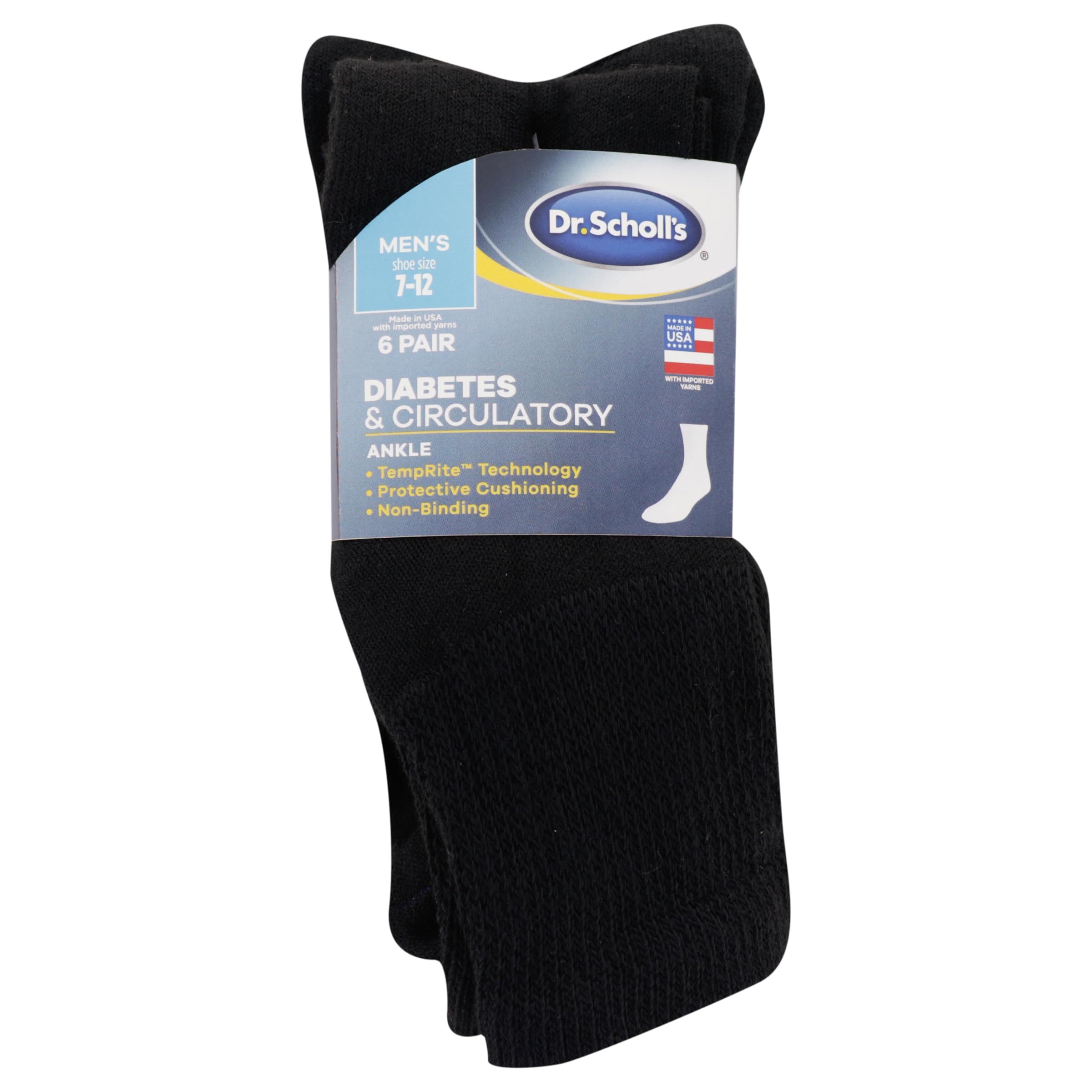 Dr. Scholl's Men's Diabetes & Circulator Sock, Black, 13-15 US