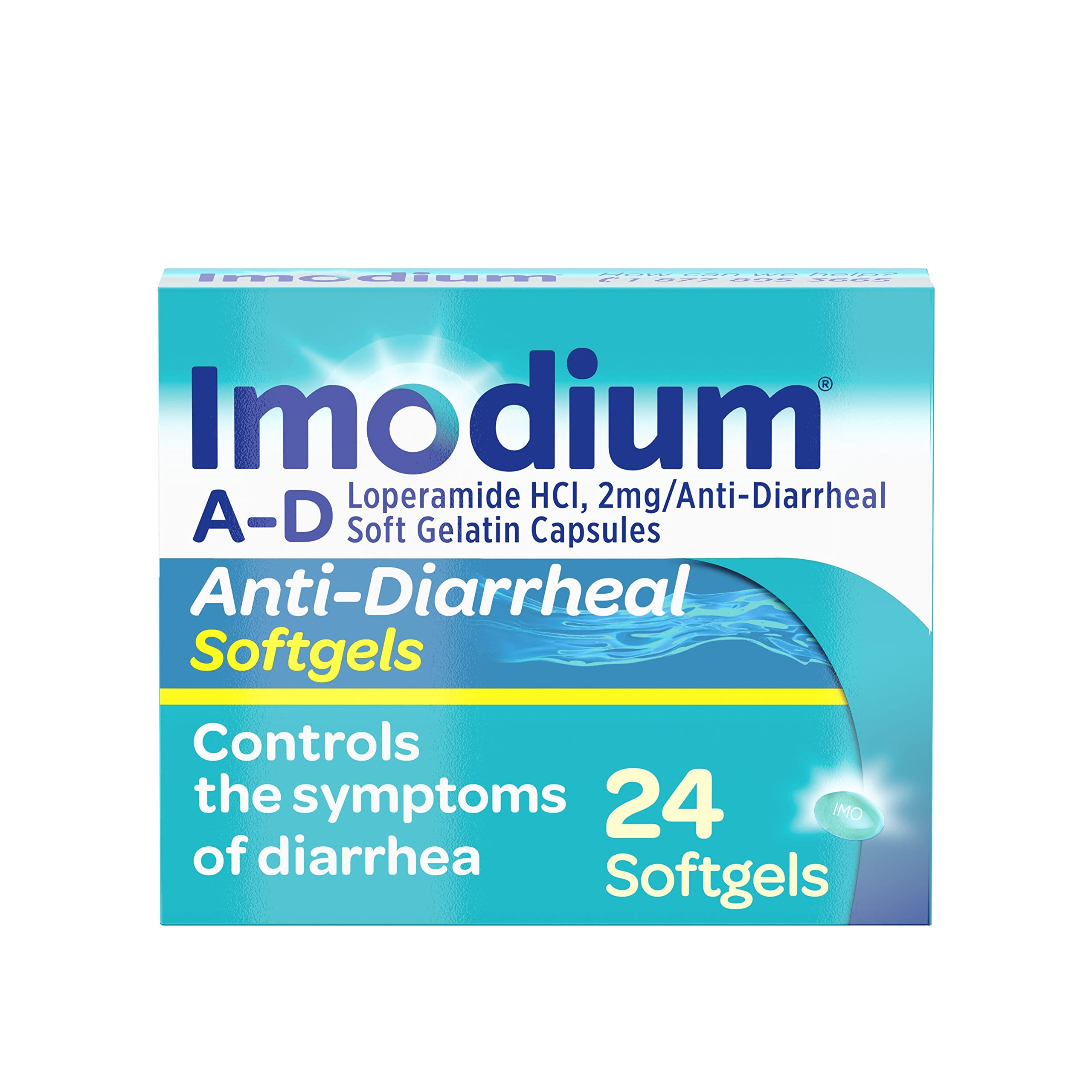 Imodium A-D Anti-Diarrheal Medicine Softgels with 2 mg Loperamide Hydrochloride per Capsule, Diarrhea Relief to Help Control Sym