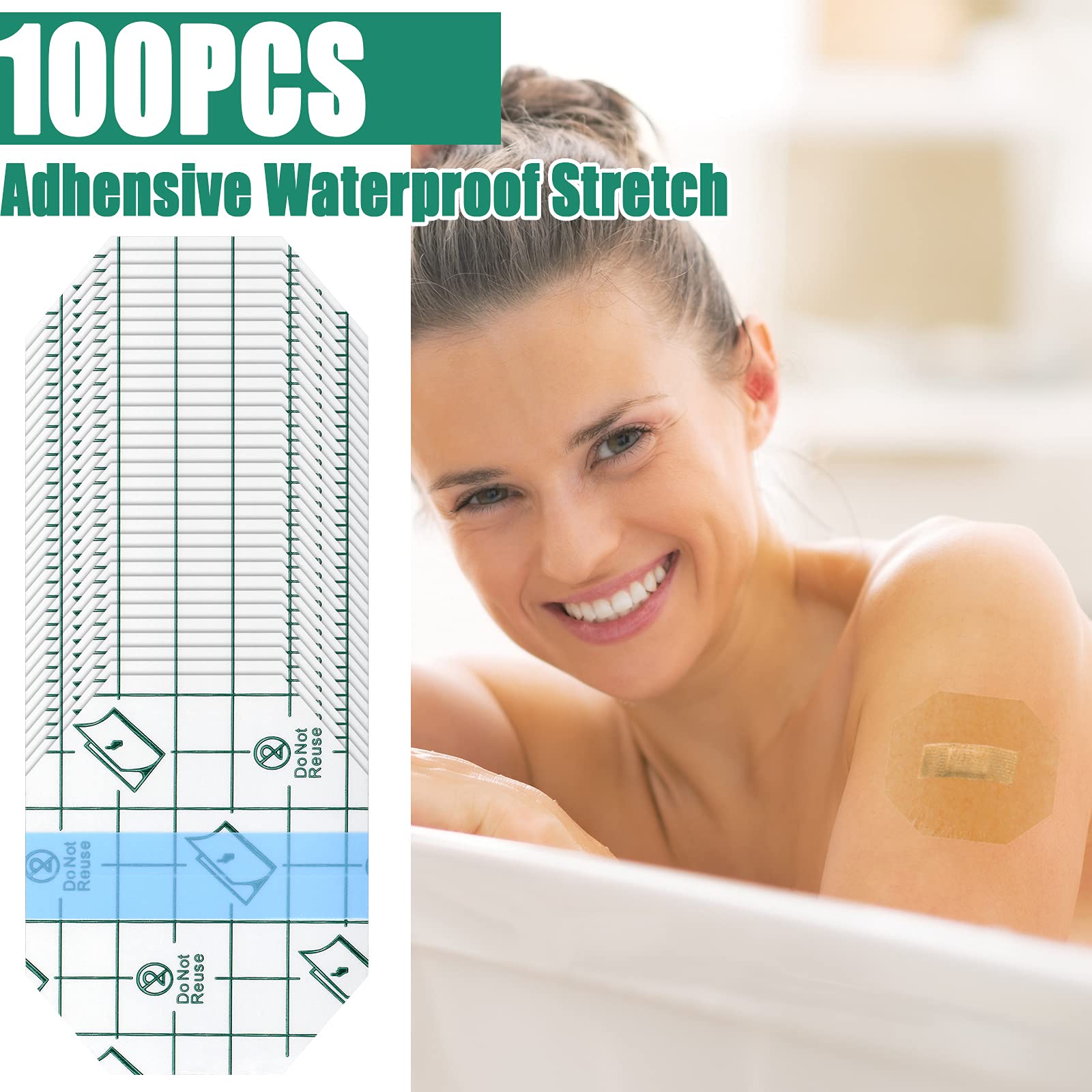 Nuanchu 100 Pieces Waterproof Bandage Adhesive Protective Transparent Dressing, Clear Bandages Waterproof Clear Dressing Tape fo