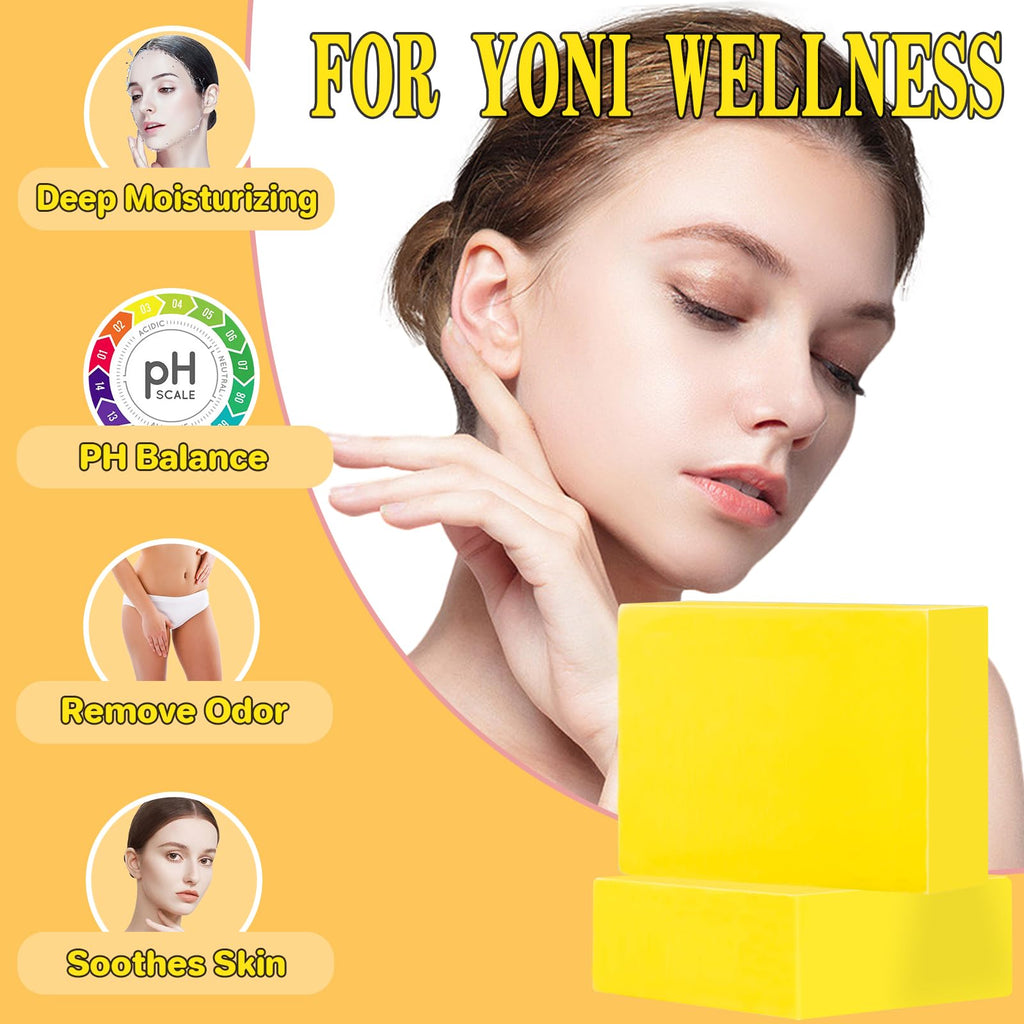 Yoni Bar Soap, 2 PCS Organic Yoni Wash Yoni Soap Bar for Women Ph Balance Feminine Wash, Natural Vaginal Body Bath Soap Deodoran