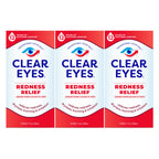Clear Eyes Redness Eye Relief Eye Drops, 1.0 Fl Oz, Pack of 3