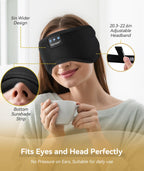 TOPOINT Sleep Mask with Headphones Bluetooth 5.2 Wireless, Sleep Headphone with Microphone Built-in HD Speakers Music, Eye Mask