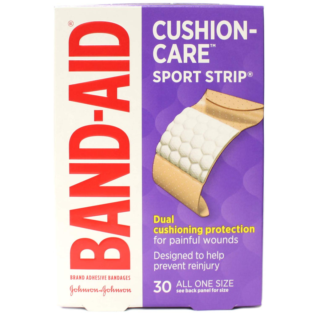 Band-Aid Brand Cushion Care Sport Strip Adhesive Bandages, cushioning Wound Protection, 30 ct