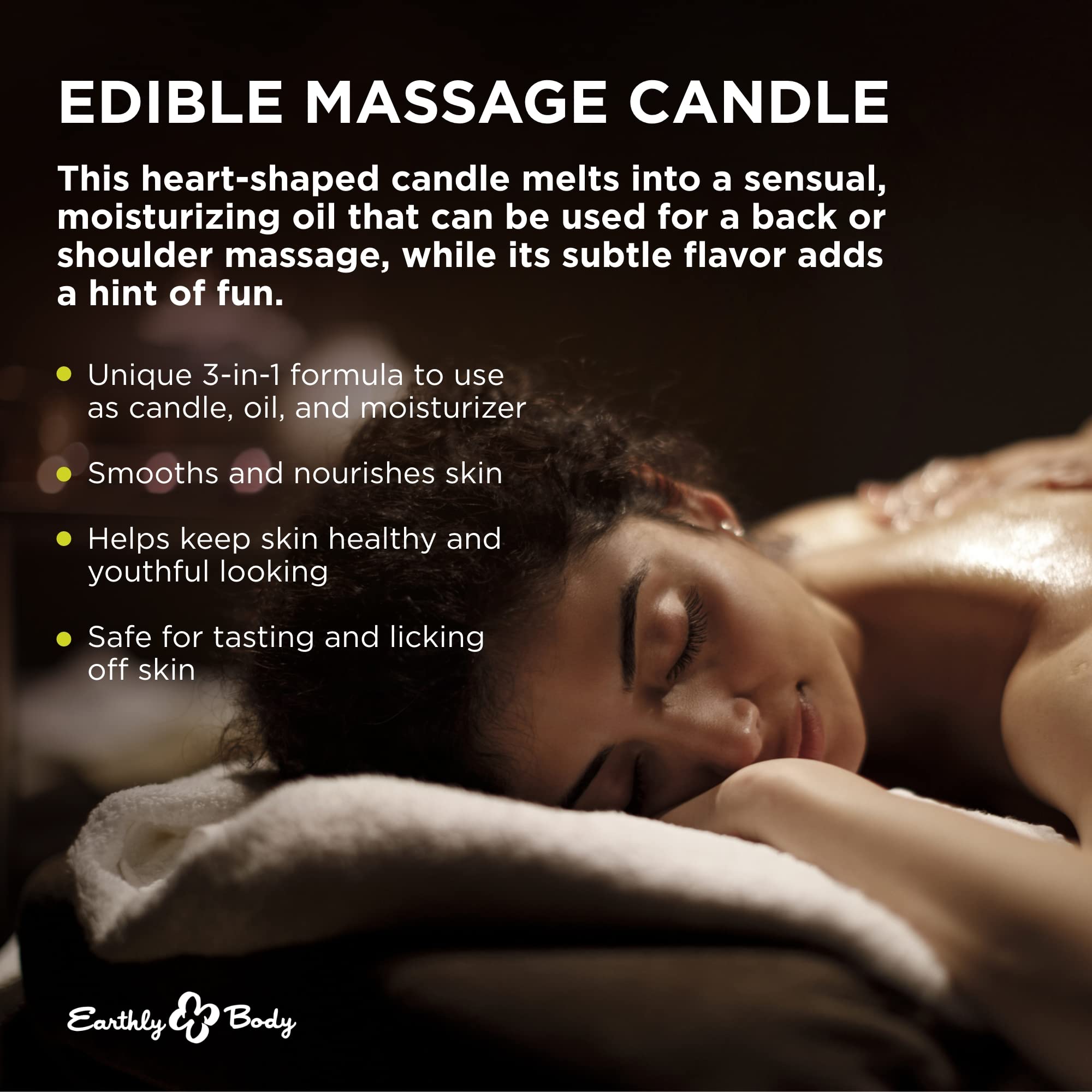 Earthly Body Edible Massage Candle, Cherry - 4 oz - 3-in-1 Formula Can Be Used as a Candle, Oil & Moisturizer - Smooths & Nouris