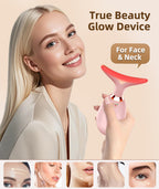 ELISHINE 7 Color Face and Neck Massager Light Therapy, Red Light Based Facial Massager for Skin Care, Firming, Smoothing (Rose G