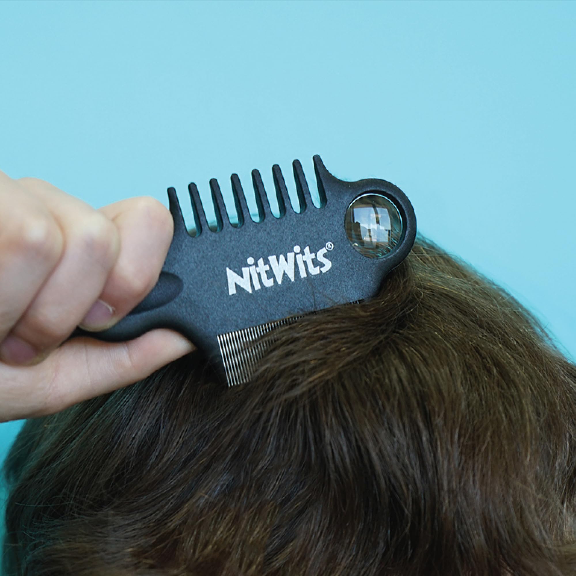NitWits Head Lice & Egg Comb 2 Pack, 3-in-1 Lice Comb, Detangles, Removes Lice & Eggs and Includes 5x Magnifying Glass