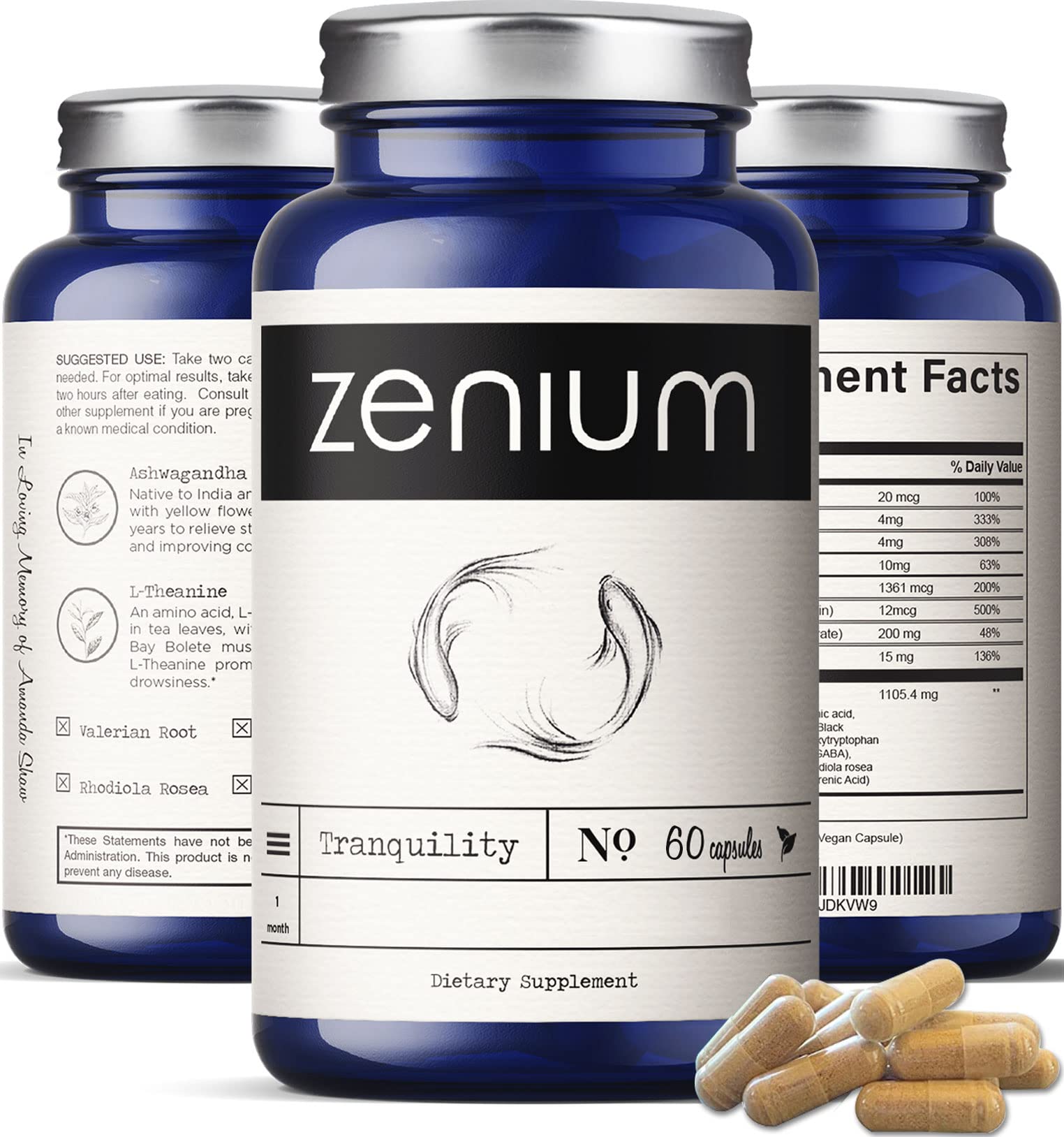 Zenium - Relieve Stress, Tension, Worry, Nervousness, & Irritability | Calm The Mind & Body | Ayurvedic | Natural Relief Supplem