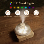 Glass Dome Essential Oil Diffuser with Glass Reservoir & Wood Base - No Plastic, 200ml Ultrasonic Diffuser for Aromatherapy with