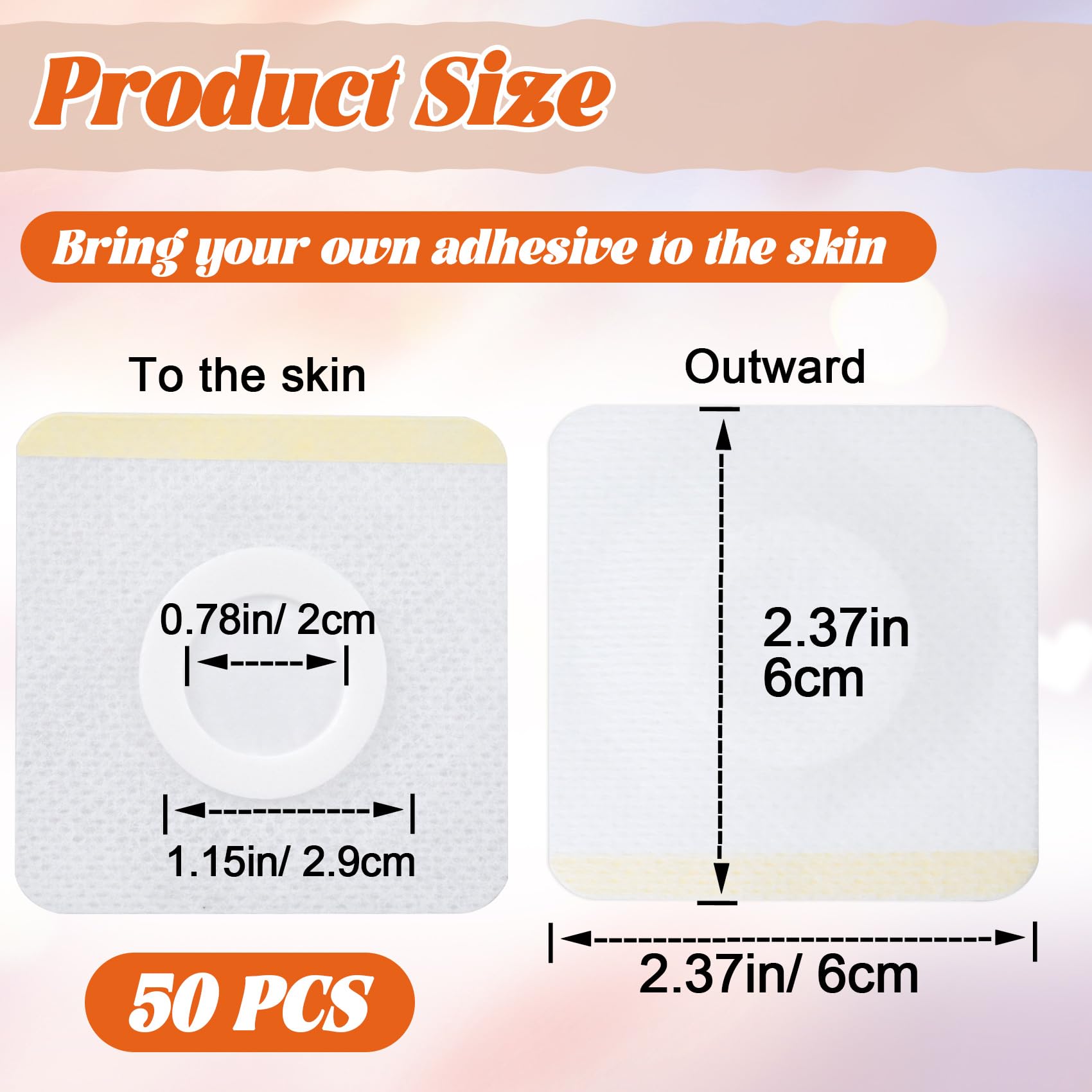 BEIQIYA 50pcs Castor Oil Pack Wraps, Disposable Highly Absorbent Belly Patches for Abdomen, Self-Adhesive Organic Cotton Pads fo