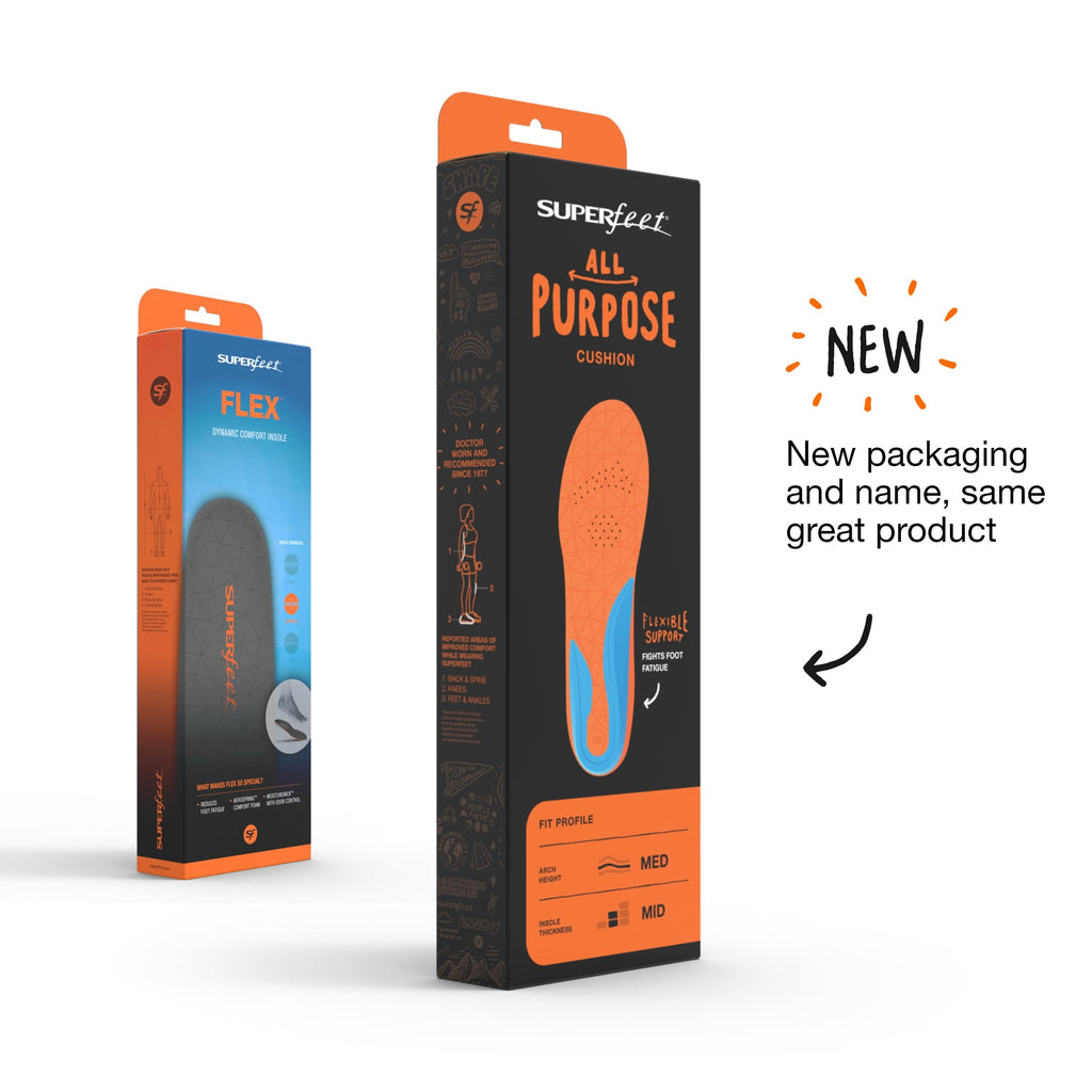 Superfeet All-Purpose Cushion Insoles - Trim-To-Fit Medium Arch Support Comfort Foam Inserts for Workout Shoes - Professional Gr