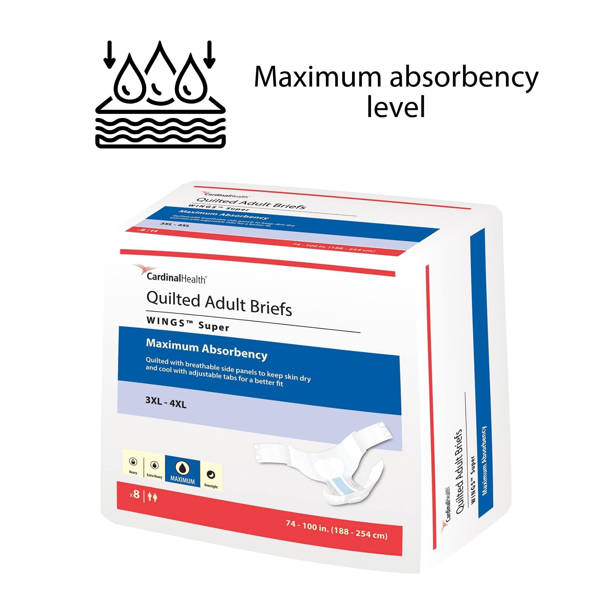 Cardinal 67053101 Wings Bariatric Adult Heavy-Absorbent Incontinence Brief, Green - 3XL - Pack of 8