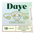 Daye Organic Tampons, 18 Ct, Regular Absorbency, Metal-Tested, No-Shed Sleeve, Gamma Ray Sanitized (Regular, 18, Count)