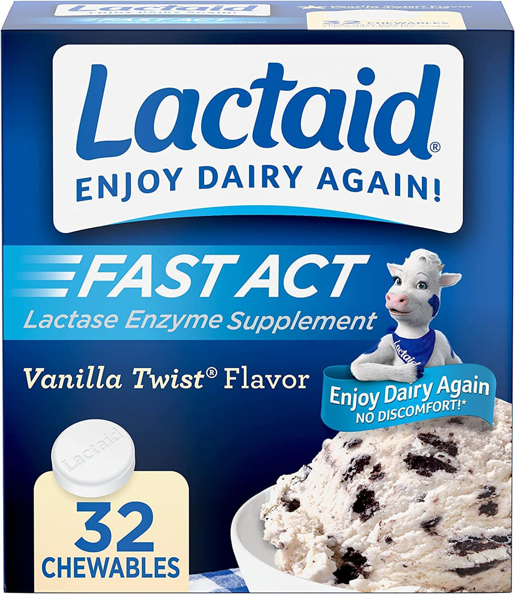 LACTAID Fast Act Chewables Vanilla Twist 32 Tablets (Pack of 5)