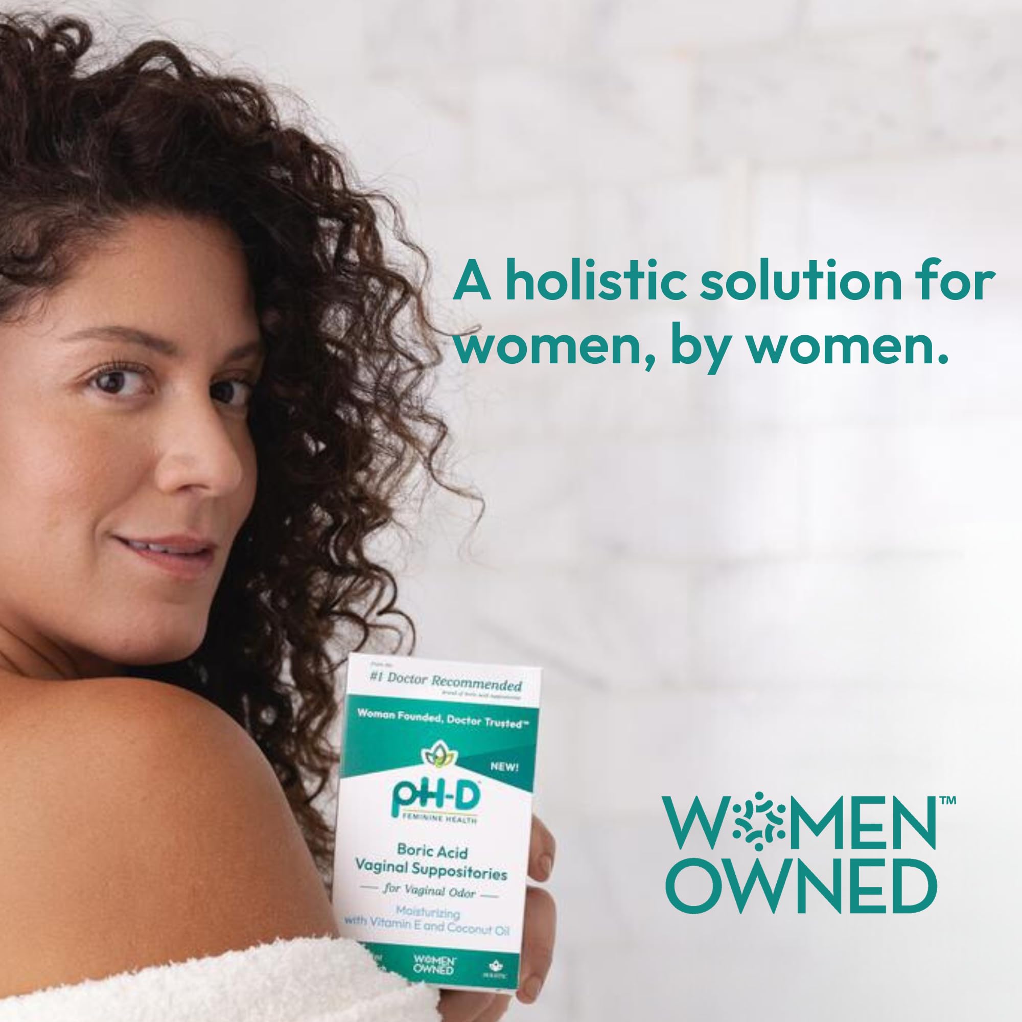 pH-D Feminine Health Support - Boric Acid Moisturizing Suppository - Woman Owned - for Vaginal Odor - Paraben-Free and Cruelty-F