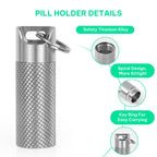 TISKY Portable Titanium Keychain Pill Holder(2pack), Pill Key Chain Container Waterproof,Pill Case Small Mini for Travel, Pill B