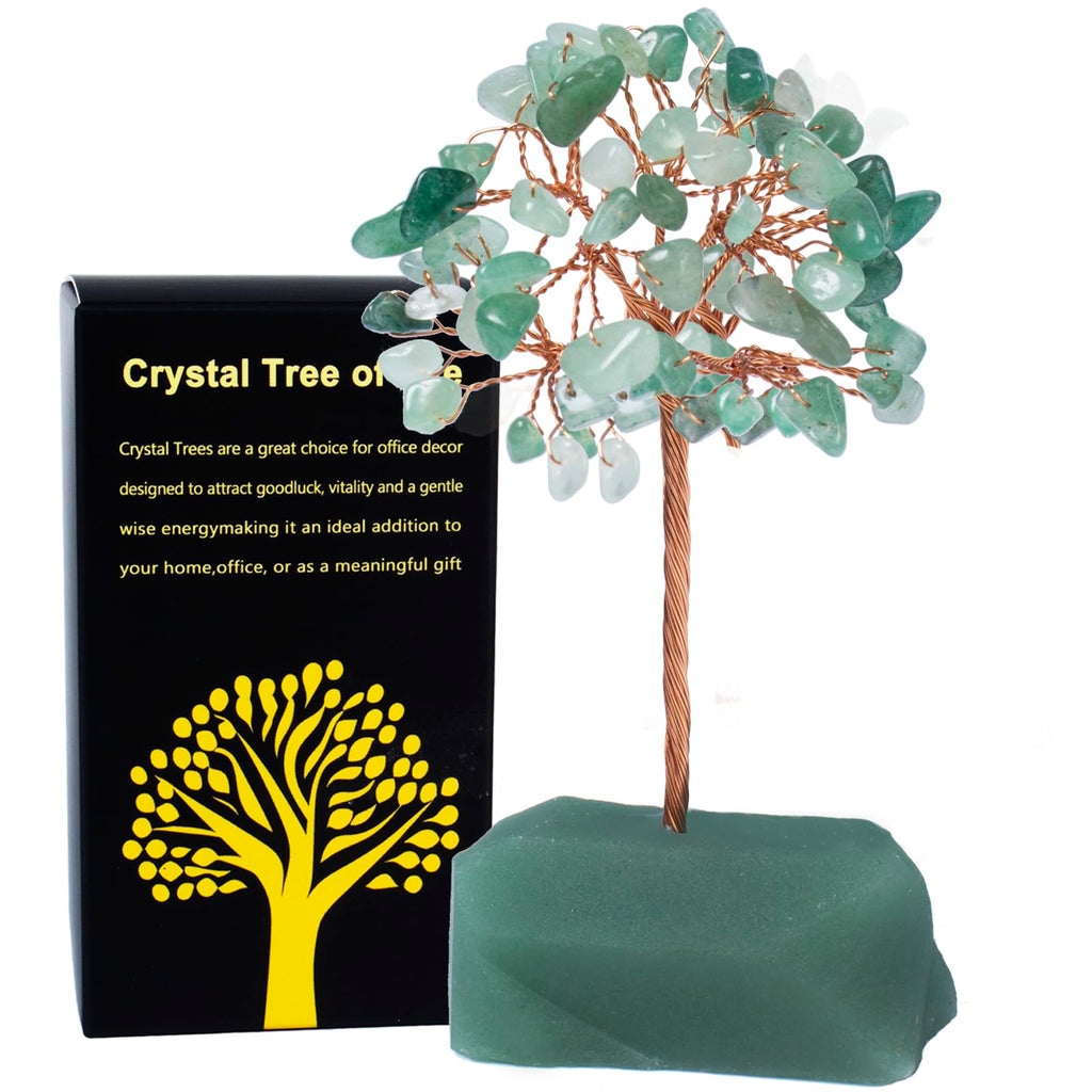 Green Aventurine Crystal Tree of Life,4 Inch Natural Healing Stones,Reiki Energy Money Tree, Handmade with Copper Wire,Feng Shui