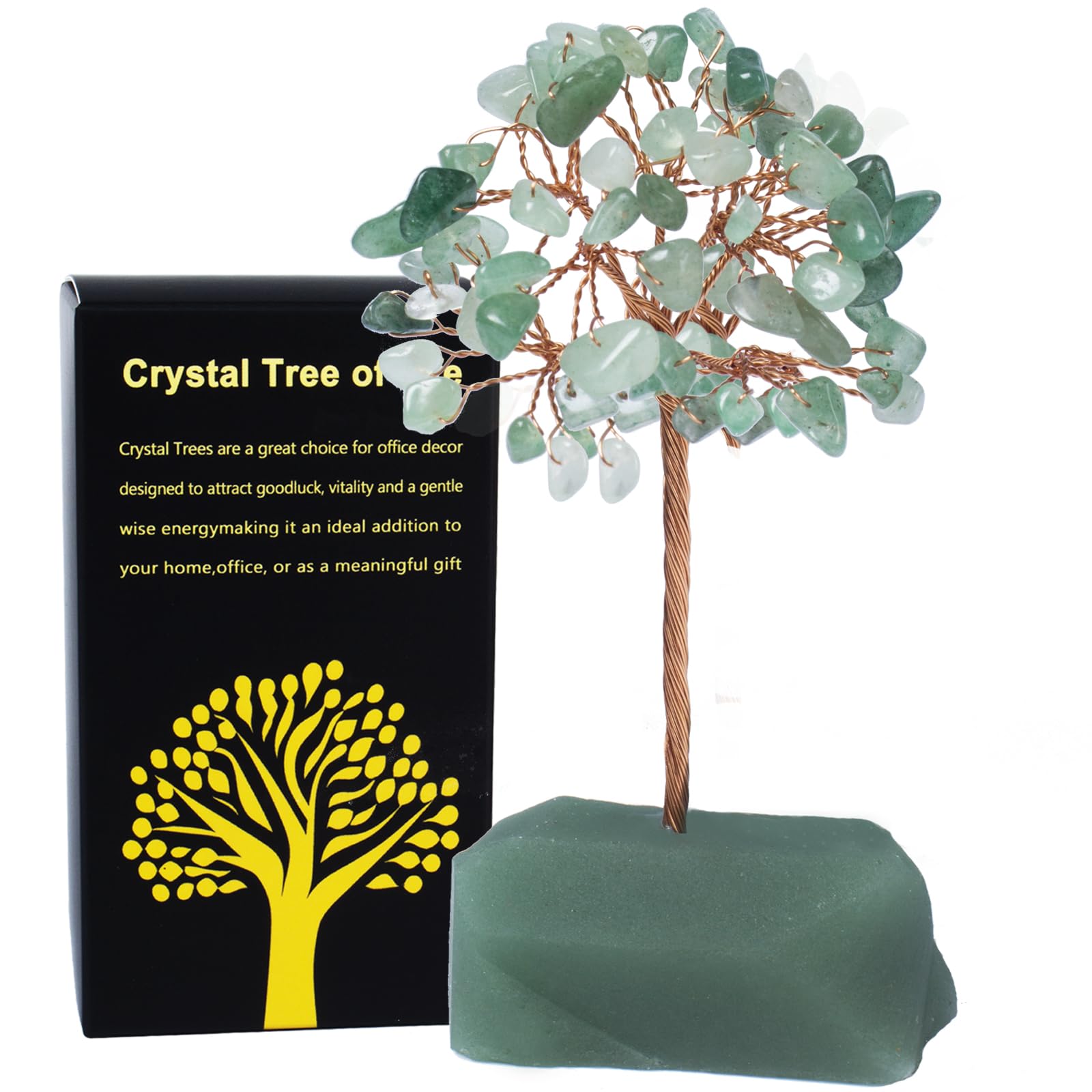 Green Aventurine Crystal Tree of Life,4 Inch Natural Healing Stones,Reiki Energy Money Tree, Handmade with Copper Wire,Feng Shui
