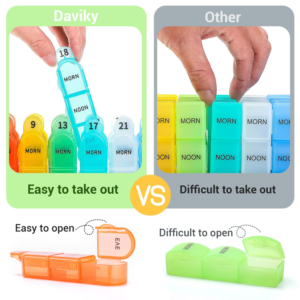 Daviky Monthly Pill Organizer 3 Times a Day, 30 Day Pill Organizer with Small Pill Box, One Month Medicine Organizer, 31 Day Pil