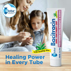 (4 Pack) Globe Bacitracin Zinc Ointment + Aloe 1oz, Antibiotic Ointment, Essential Antibiotic First Aid Supplies, Healing Action