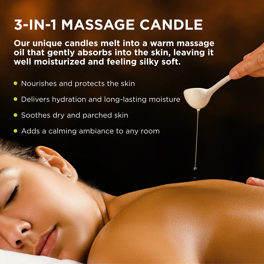 Hemp Seed 3-in-1 Massage Candle, Guavalava Scent - 6 oz. - Candle, Massage Oil & Moisturizer in One - Hemp Seed, Coconut, Aprico