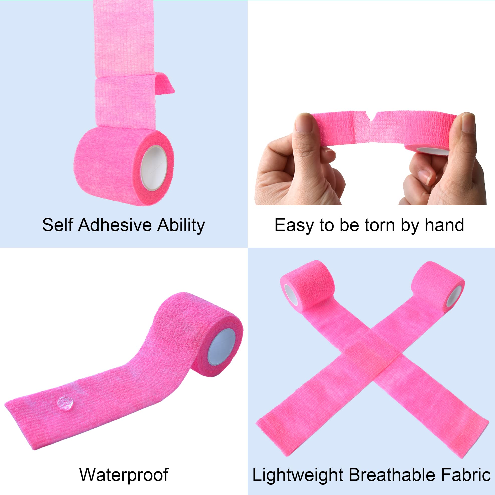 FEILIBAY 10 Pack Self Adherent Bandage Wrap Elastic Cohesive Bandage Self Adhesive Tape Vet Wrap Tape 2 Size (8Pack 2 and 2Pac