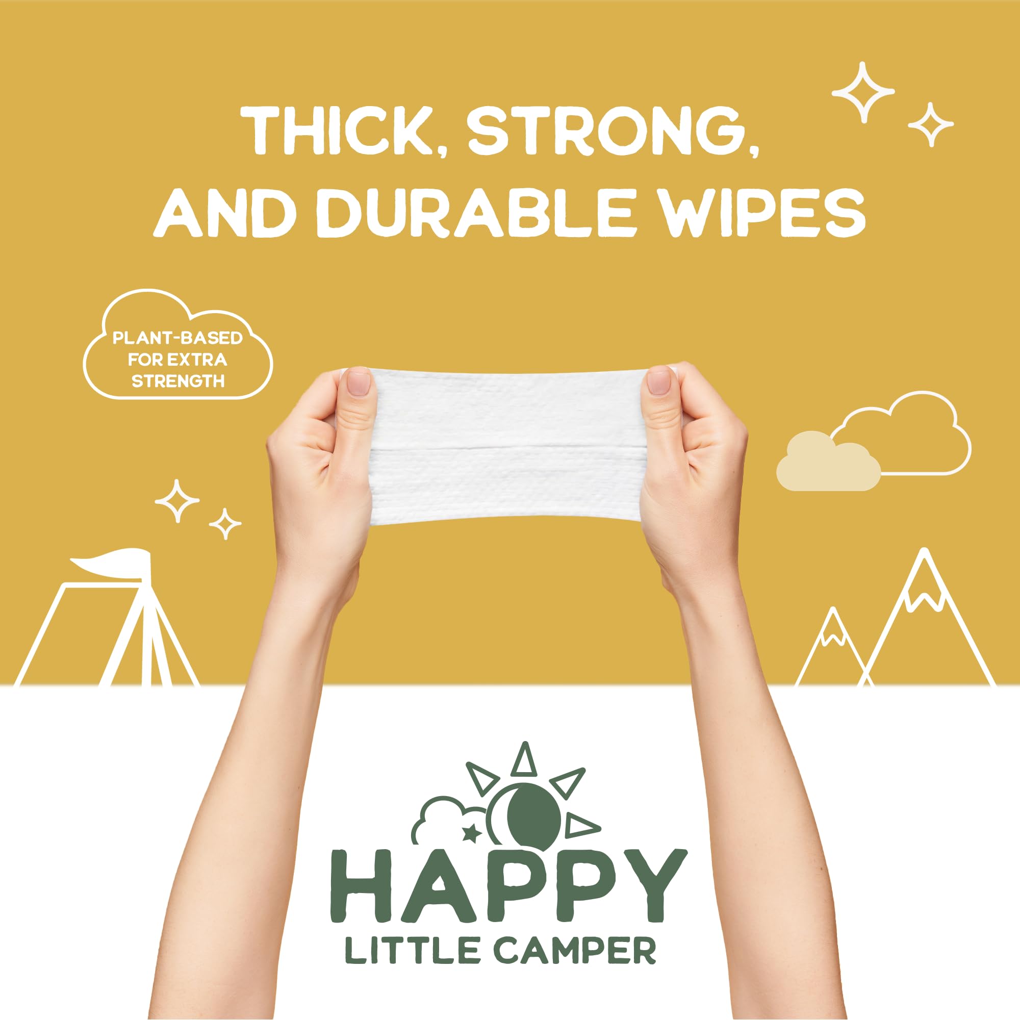 Happy Little Camper Natural Baby Wipes Unscented - Hypoallergenic & Chlorine-Free Wet Wipes with Aloe Vera, Chamomile and Pomegr