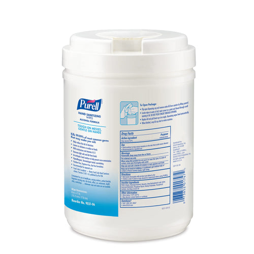 PURELL Hand Sanitizing Wipes Alcohol Formula, Fragrance Free, 175 Count Hand Sanitizing Wipes Canisters (Pack of 6) - 9031-06,Wh