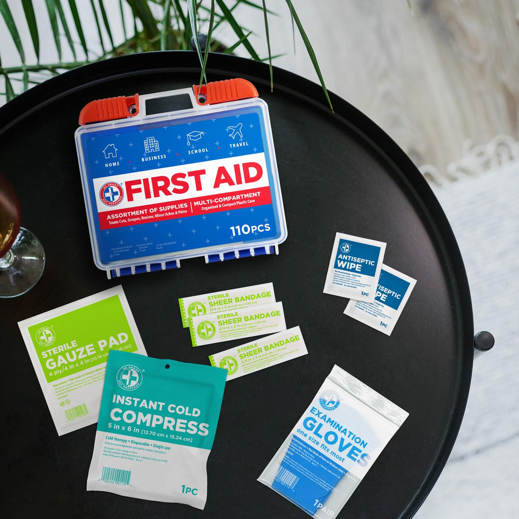 Be Smart Get Prepared 110 pc First Aid Kit: Clean, Treat, Protect Minor Cuts, Home, Office, Car, School, Business, Travel, Emerg