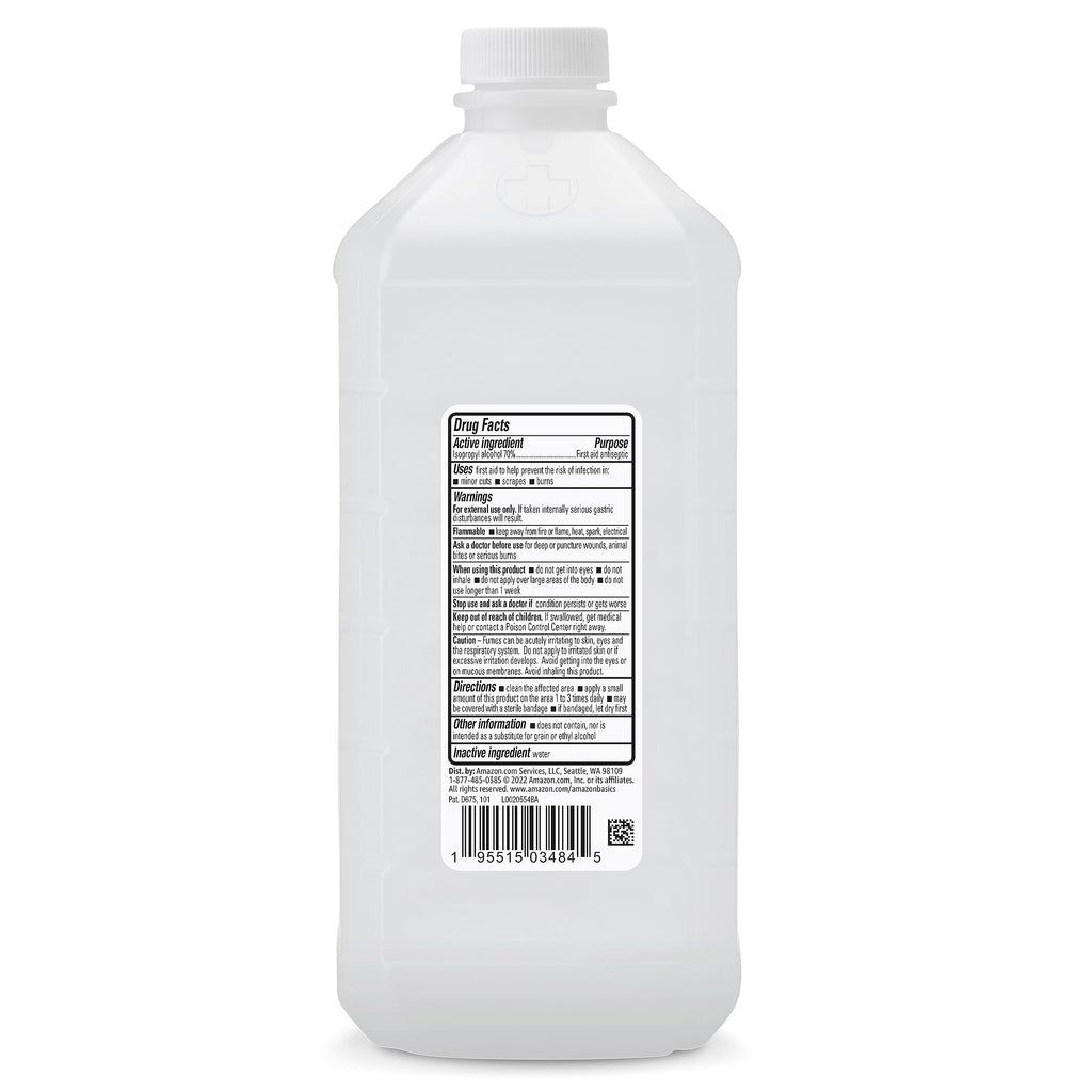 Amazon Basics 70% Isopropyl Alcohol First Aid Antiseptic for Treatment of Minor Cuts and Scrapes, Unscented, 32 Fl Oz (Pack of 6
