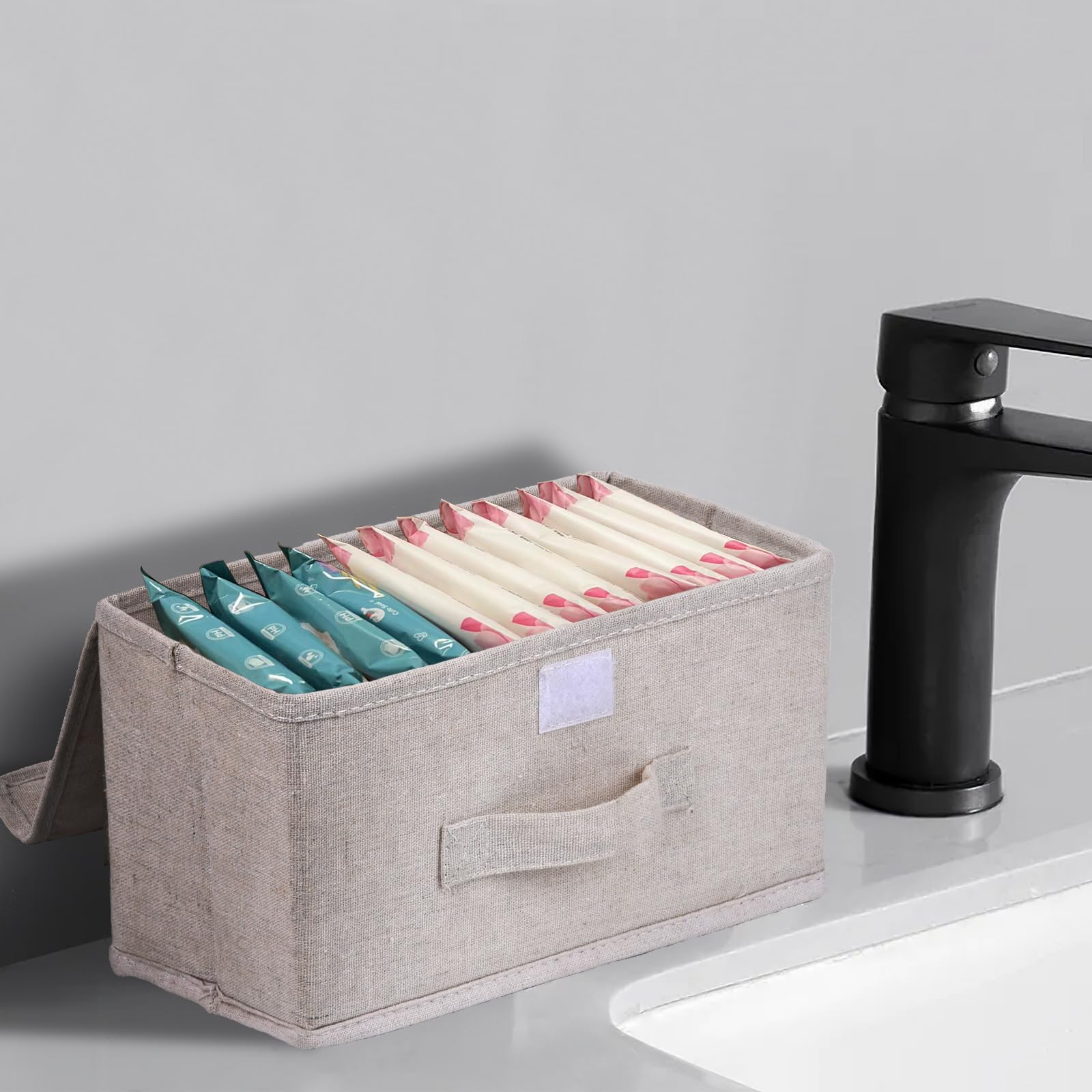 ChengFu Pad Holder for Women Bathroom,Sanitary Napkin Holder, Pad and Tampon Holder for Bathroom, 2 Compartments Pad and Tampon