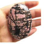 Loveliome Natural Rhodonite Oval Polished Worry Stones, Healing Crystal Indoor Fountain Stones Massage Energy Anxiety Relief Ite
