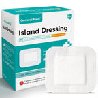 General Medi Sterile Island Dressing Bordered Gauze - 50 Count, 4 x 4 Gauze Pads, Wound Care Pad with Adhesive Border - Sterile,