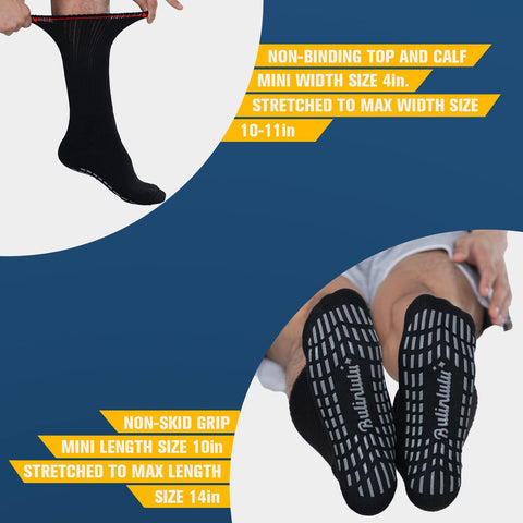 Bulinlulu Extra Wide Socks for Swollen Feet-2 Pairs Extra Wide Diabetic Socks for Men,Non Slip Hospital Bariatric Socks Edema So
