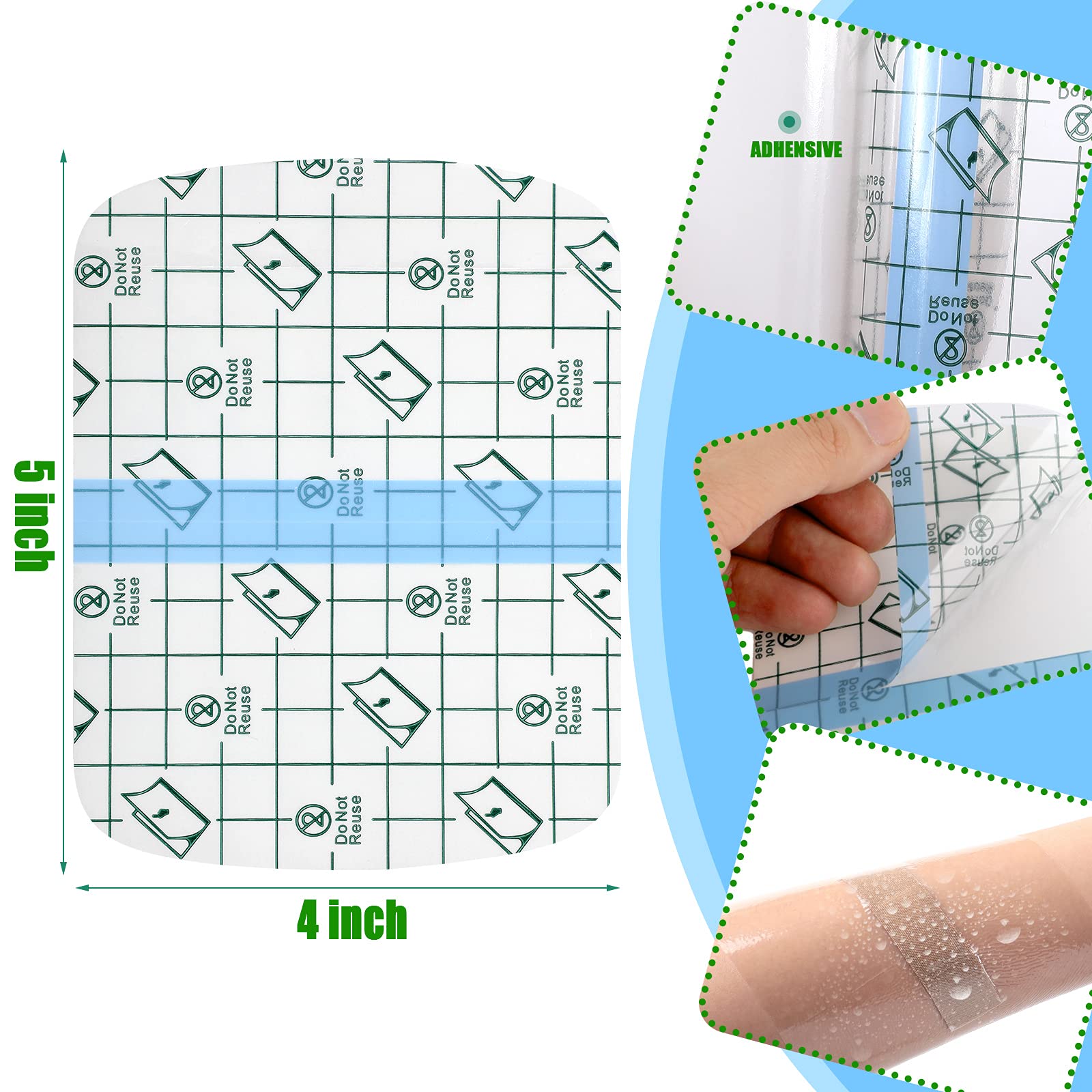 Nuanchu 50 Pcs Transparent Stretch Waterproof Adhesive Bandage Protective Bandage Clear Film Dressing Cover Stretch Tape Round S