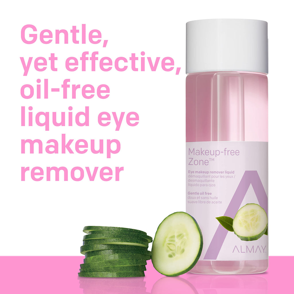 Almay Eye Makeup Remover Liquid with Aloe ,Oil Free, Hypoallergenic, Fragrance Free, Dermatologist & Ophthalmologist Tested, 4 F