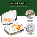 Dynippy Pill Case Pill Box with Mirror Retro Pocket 2 Compartment Medicine Case Vitamin Pill Organizer for Pocket Purse and Trav