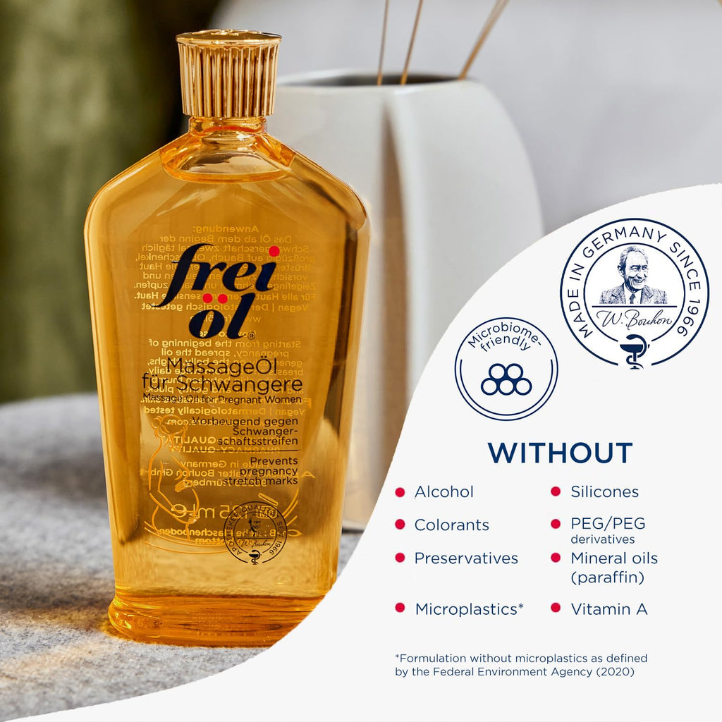 Massage Body Oil for Pregnant Woman - Maternity Skincare Oil, Skin Elasticity Increase by 35% - Prevents Stretch Marks, Safe to