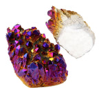 SUNYIK Purple Aura Titanium Quartz Crystal Cluster,Drusy Flame Geode Gemstone Specimen Figurine(0.4-0.5lb)