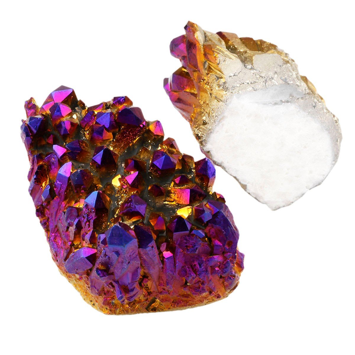 SUNYIK Purple Aura Titanium Quartz Crystal Cluster,Drusy Flame Geode Gemstone Specimen Figurine(0.4-0.5lb)