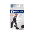 Truform Compression Socks, 15-20 mmHg, Women's Dress Socks, Knee High Over Calf Length, Black Cable Knit, Large