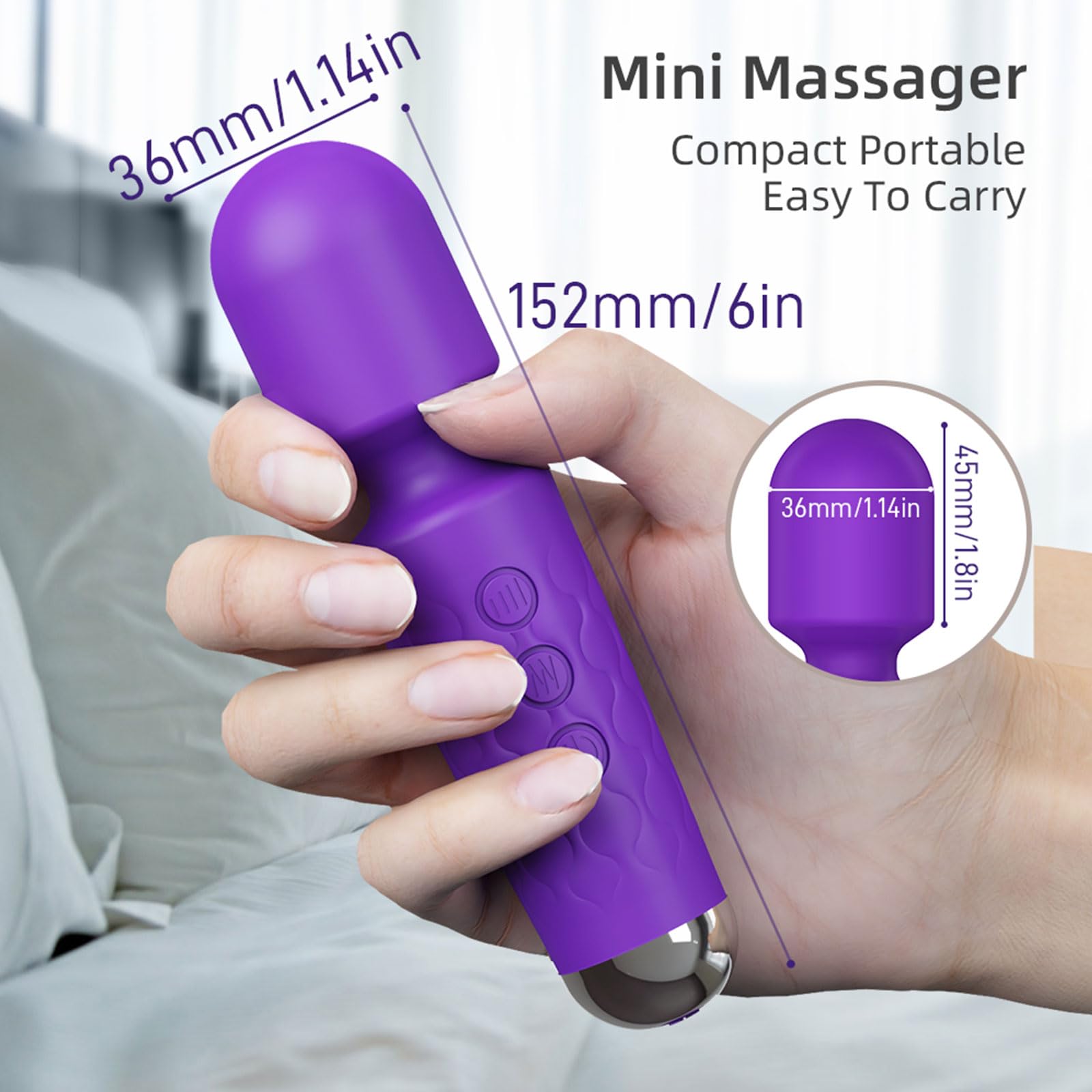 Apowand Mini Personal Massage Small Cordless Handheld Bullet Massager - Powerful - Quiet - Back Legs Hand Pains and Sports Recov
